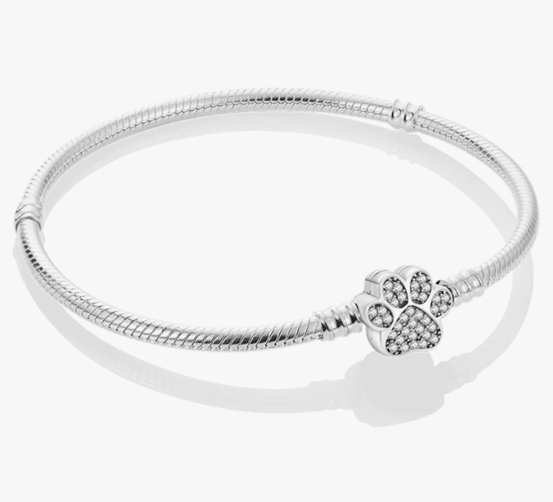 Pandora Style Bracelet with Paw Print - Milky Way Spirit & Soul Keepsakes