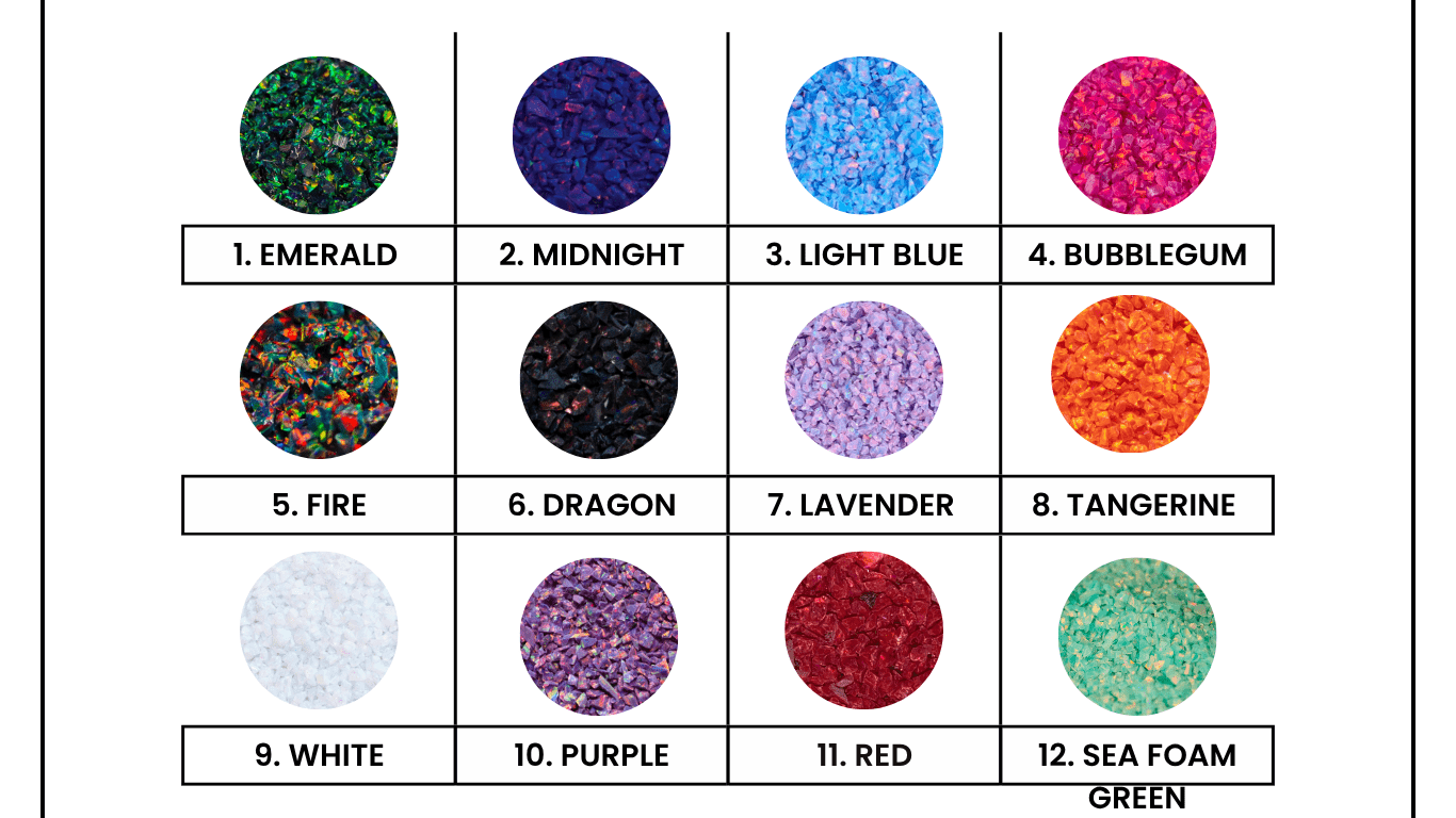 Color swatches labeled with names on a white background