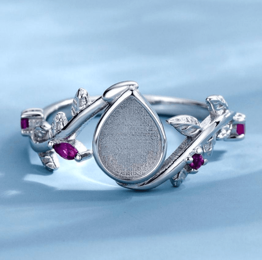 Tear of Eden - Milky Way Spirit & Soul Keepsakes. Sterling Silver Ring, with Purple Birthstones 